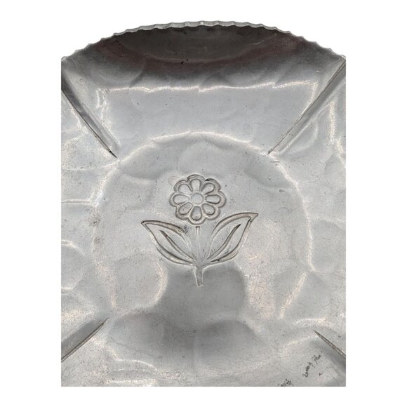 VTG Buenilum Hand Wrought Aluminum Floral Square Candy Trinket Dish Daisy Flower - Picture 7 of 7